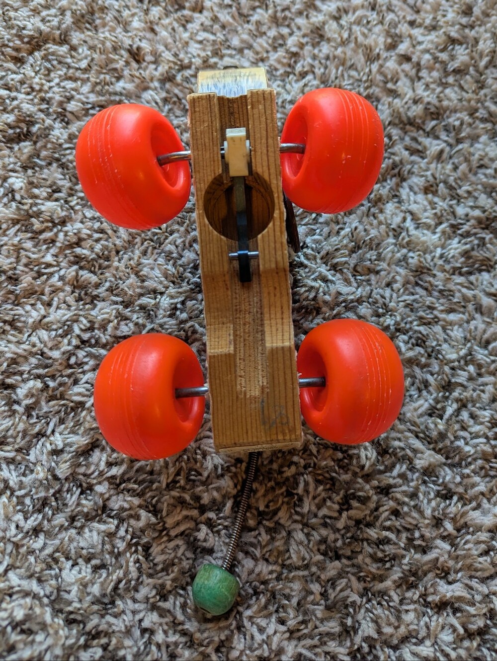 Fisher-Price Wooden Pull Dog Toy with Bright Orange Wheels (Pull String Missing) - Picture 6 of 7